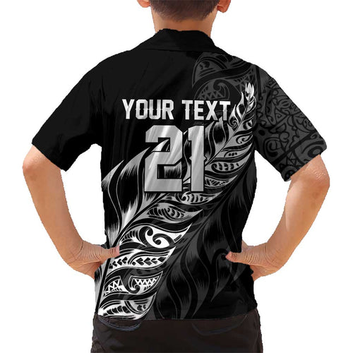 New Zealand Lawn Bowls Custom Kid Hawaiian Shirt Black Maori Warrior Tribal Silver Fern - Aussie Hoodie