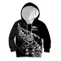 New Zealand Lawn Bowls Custom Kid Hoodie Black Maori Warrior Tribal Silver Fern - Aussie Hoodie