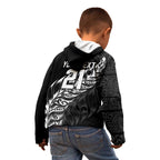 New Zealand Lawn Bowls Custom Kid Hoodie Black Maori Warrior Tribal Silver Fern - Aussie Hoodie