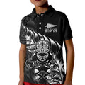 New Zealand Lawn Bowls Custom Kid Polo Shirt Black Maori Warrior Tribal Silver Fern - Aussie Hoodie