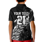 New Zealand Lawn Bowls Custom Kid Polo Shirt Black Maori Warrior Tribal Silver Fern - Aussie Hoodie