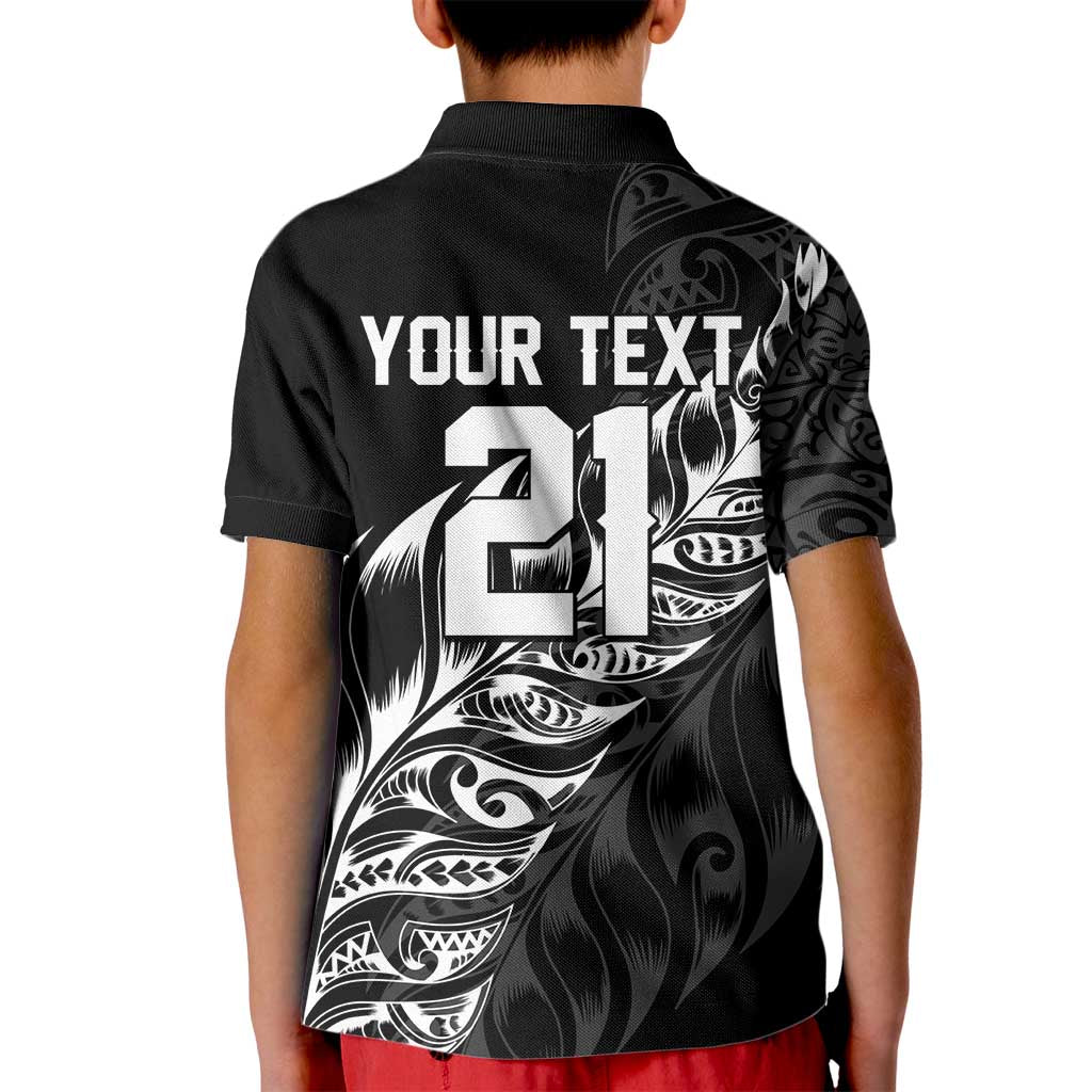 New Zealand Lawn Bowls Custom Kid Polo Shirt Black Maori Warrior Tribal Silver Fern - Aussie Hoodie