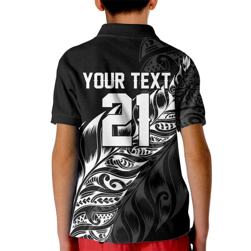 New Zealand Lawn Bowls Custom Kid Polo Shirt Black Maori Warrior Tribal Silver Fern - Aussie Hoodie