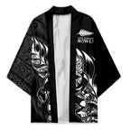 New Zealand Lawn Bowls Custom Kimono Black Maori Warrior Tribal Silver Fern - Aussie Hoodie