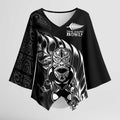 New Zealand Lawn Bowls Custom Kimono Sleeve Blouse Black Maori Warrior Tribal Silver Fern - Aussie Hoodie