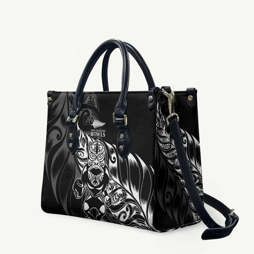 New Zealand Lawn Bowls Leather Bag Black Maori Warrior Tribal Silver Fern - Aussie Hoodie