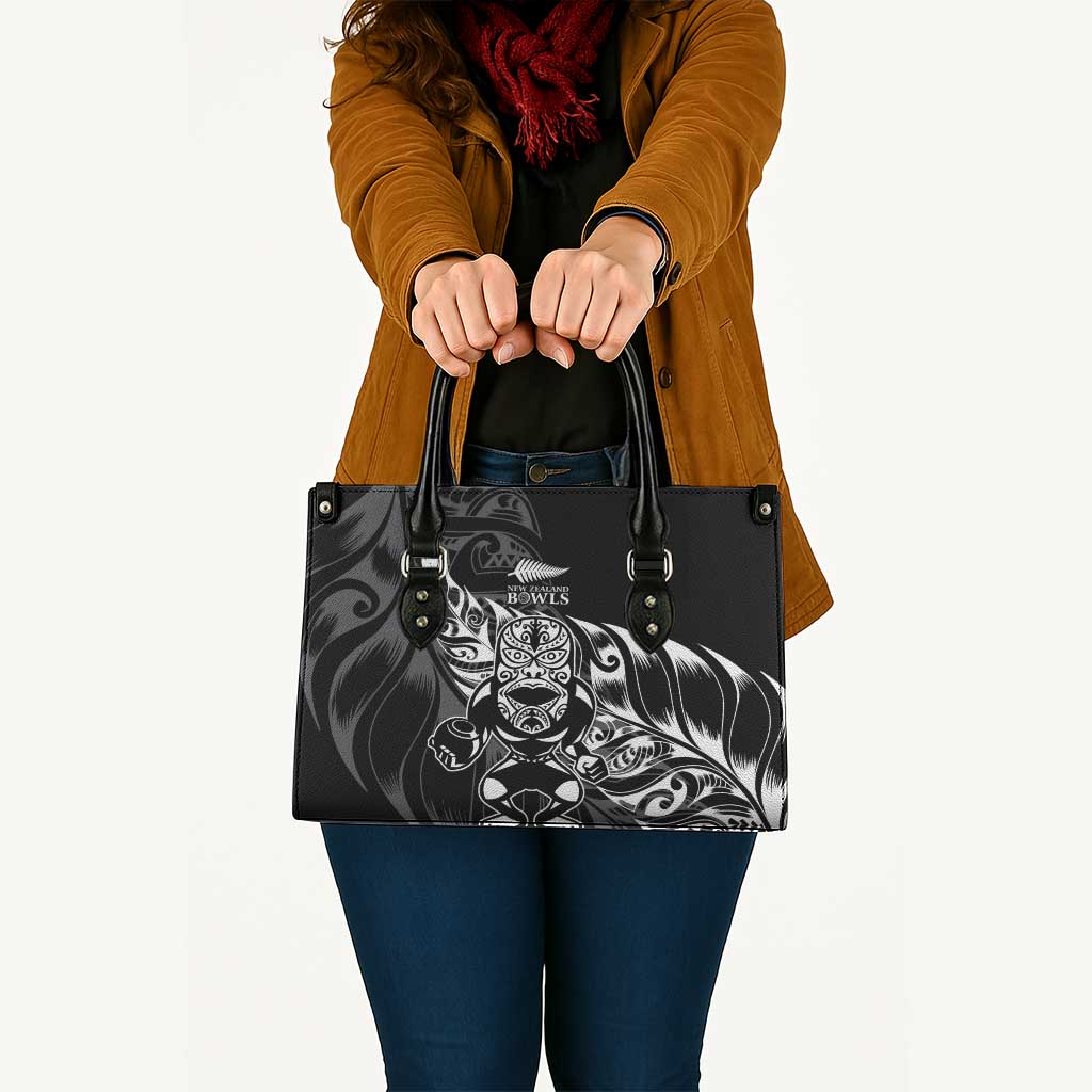 New Zealand Lawn Bowls Leather Bag Black Maori Warrior Tribal Silver Fern - Aussie Hoodie