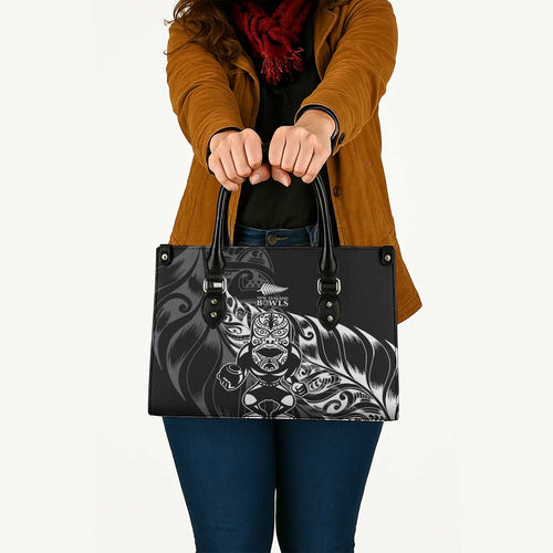 New Zealand Lawn Bowls Leather Bag Black Maori Warrior Tribal Silver Fern - Aussie Hoodie