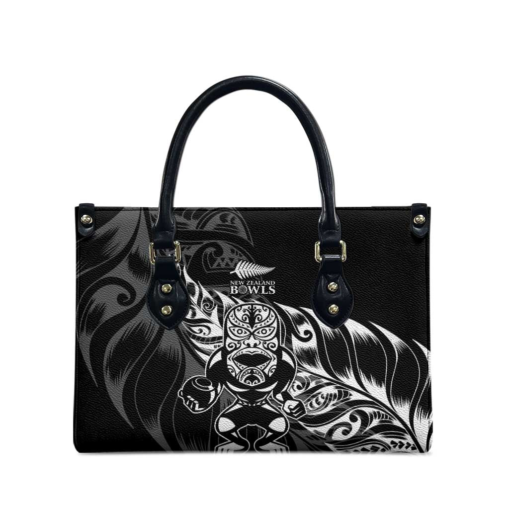 New Zealand Lawn Bowls Leather Bag Black Maori Warrior Tribal Silver Fern - Aussie Hoodie