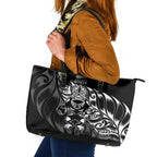 New Zealand Lawn Bowls Leather Tote Bag Black Maori Warrior Tribal Silver Fern - Aussie Hoodie