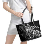 New Zealand Lawn Bowls Leather Tote Bag Black Maori Warrior Tribal Silver Fern - Aussie Hoodie