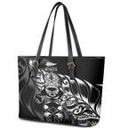 New Zealand Lawn Bowls Leather Tote Bag Black Maori Warrior Tribal Silver Fern - Aussie Hoodie
