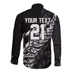 New Zealand Lawn Bowls Custom Long Sleeve Button Shirt Black Maori Warrior Tribal Silver Fern - Aussie Hoodie