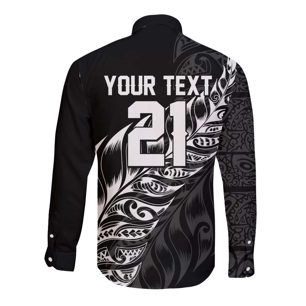 New Zealand Lawn Bowls Custom Long Sleeve Button Shirt Black Maori Warrior Tribal Silver Fern - Aussie Hoodie