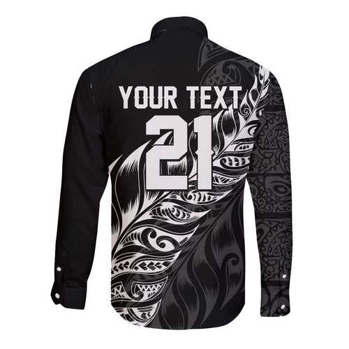 New Zealand Lawn Bowls Custom Long Sleeve Button Shirt Black Maori Warrior Tribal Silver Fern - Aussie Hoodie
