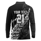 New Zealand Lawn Bowls Custom Long Sleeve Polo Shirt Black Maori Warrior Tribal Silver Fern - Aussie Hoodie