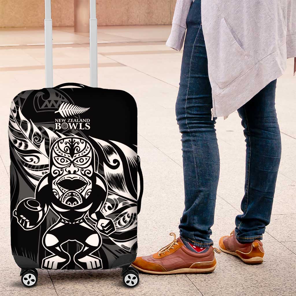 New Zealand Lawn Bowls Luggage Cover Black Maori Warrior Tribal Silver Fern - Aussie Hoodie