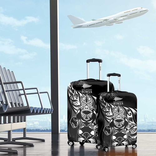 New Zealand Lawn Bowls Luggage Cover Black Maori Warrior Tribal Silver Fern - Aussie Hoodie