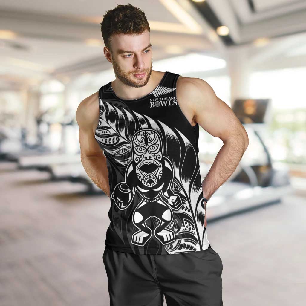 New Zealand Lawn Bowls Custom Men Tank Top Black Maori Warrior Tribal Silver Fern - Aussie Hoodie