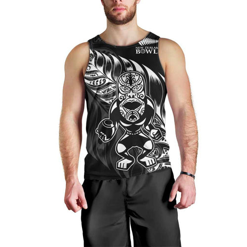 New Zealand Lawn Bowls Custom Men Tank Top Black Maori Warrior Tribal Silver Fern - Aussie Hoodie