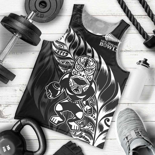 New Zealand Lawn Bowls Custom Men Tank Top Black Maori Warrior Tribal Silver Fern - Aussie Hoodie