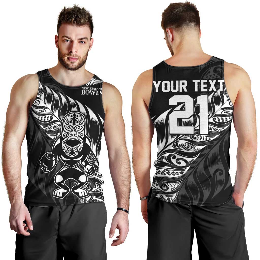 New Zealand Lawn Bowls Custom Men Tank Top Black Maori Warrior Tribal Silver Fern - Aussie Hoodie