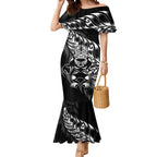 New Zealand Lawn Bowls Custom Mermaid Dress Black Maori Warrior Tribal Silver Fern - Aussie Hoodie