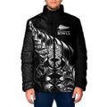New Zealand Lawn Bowls Custom Padded Jacket Black Maori Warrior Tribal Silver Fern - Aussie Hoodie
