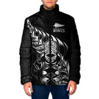 New Zealand Lawn Bowls Custom Padded Jacket Black Maori Warrior Tribal Silver Fern - Aussie Hoodie