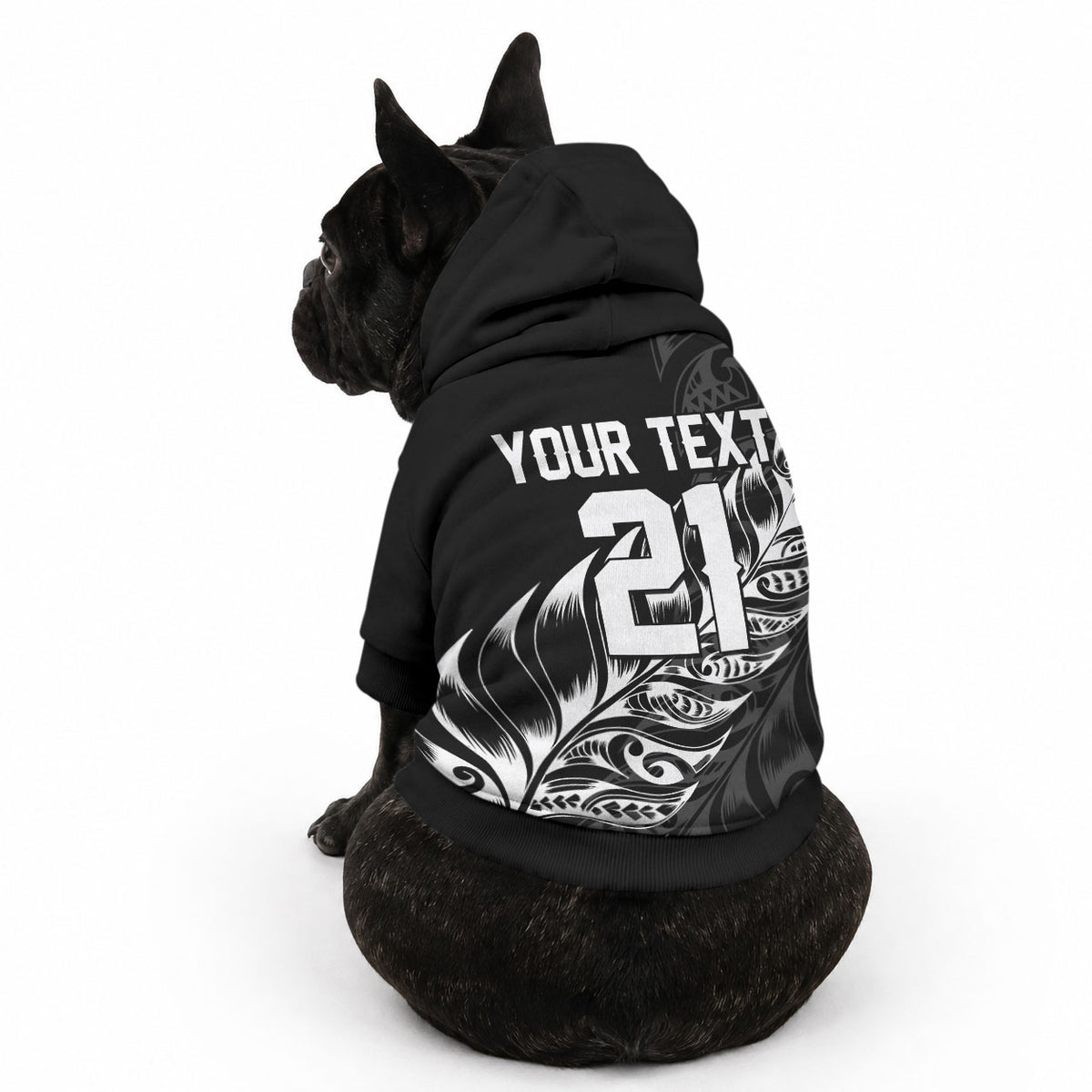 New Zealand Lawn Bowls Custom Pet Hoodie Black Maori Warrior Tribal Silver Fern