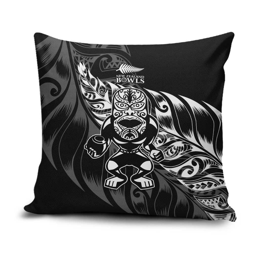 New Zealand Lawn Bowls Pillow Cover Black Maori Warrior Tribal Silver Fern - Aussie Hoodie