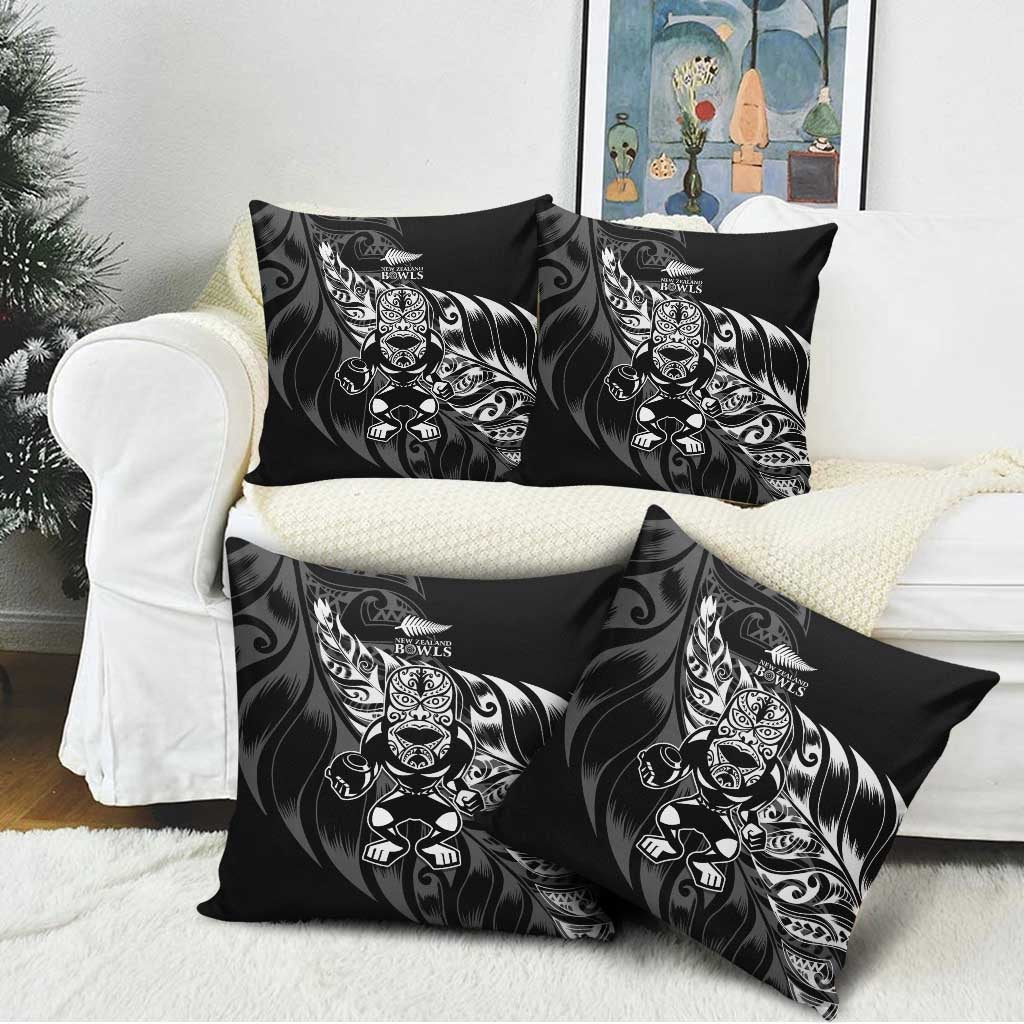 New Zealand Lawn Bowls Pillow Cover Black Maori Warrior Tribal Silver Fern - Aussie Hoodie
