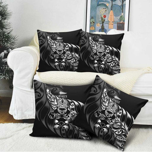 New Zealand Lawn Bowls Pillow Cover Black Maori Warrior Tribal Silver Fern - Aussie Hoodie