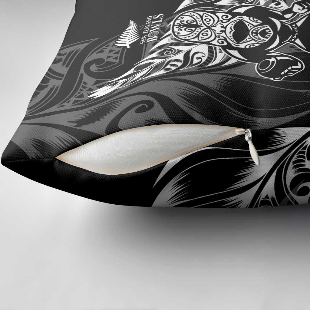 New Zealand Lawn Bowls Pillow Cover Black Maori Warrior Tribal Silver Fern - Aussie Hoodie