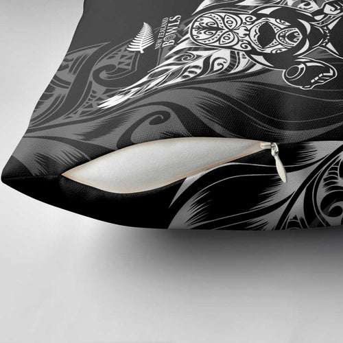 New Zealand Lawn Bowls Pillow Cover Black Maori Warrior Tribal Silver Fern - Aussie Hoodie