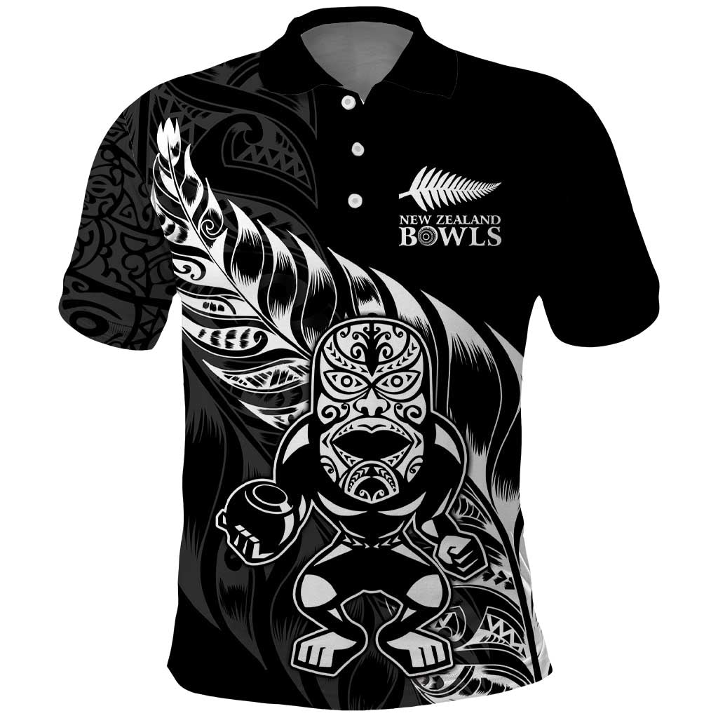 New Zealand Lawn Bowls Custom Polo Shirt Black Maori Warrior Tribal Silver Fern - Aussie Hoodie