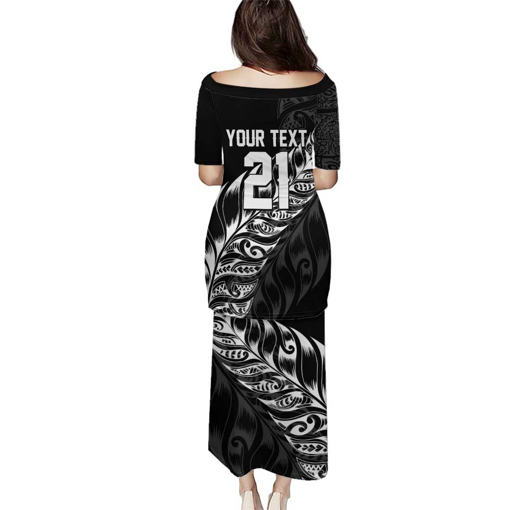New Zealand Lawn Bowls Custom Puletasi Black Maori Warrior Tribal Silver Fern - Aussie Hoodie
