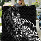 New Zealand Lawn Bowls Quilt Black Maori Warrior Tribal Silver Fern - Aussie Hoodie