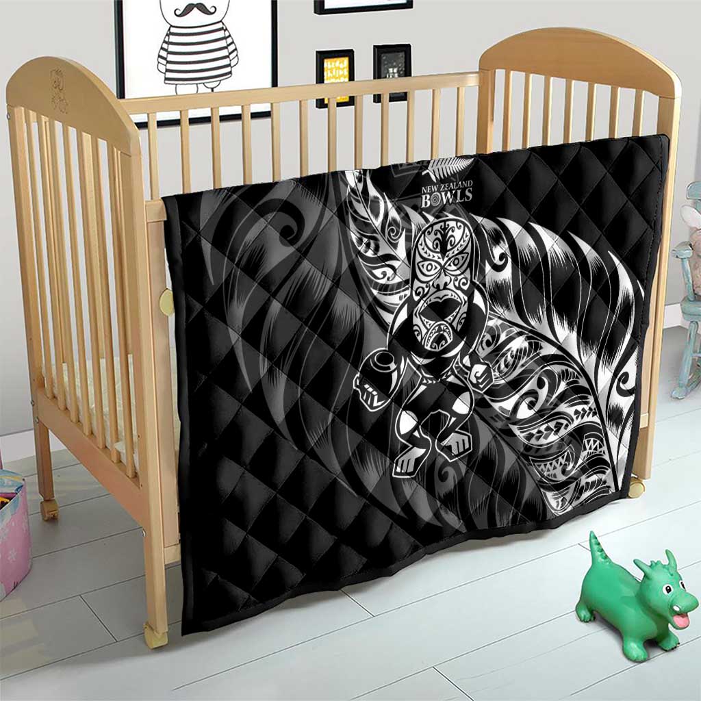 New Zealand Lawn Bowls Quilt Black Maori Warrior Tribal Silver Fern - Aussie Hoodie