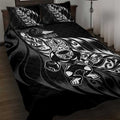 New Zealand Lawn Bowls Quilt Bed Set Black Maori Warrior Tribal Silver Fern - Aussie Hoodie