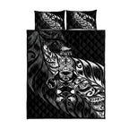 New Zealand Lawn Bowls Quilt Bed Set Black Maori Warrior Tribal Silver Fern - Aussie Hoodie