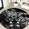 New Zealand Lawn Bowls Round Carpet Black Maori Warrior Tribal Silver Fern - Aussie Hoodie