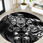 New Zealand Lawn Bowls Round Carpet Black Maori Warrior Tribal Silver Fern - Aussie Hoodie