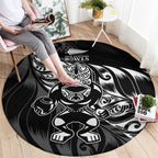 New Zealand Lawn Bowls Round Carpet Black Maori Warrior Tribal Silver Fern - Aussie Hoodie