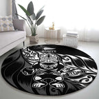 New Zealand Lawn Bowls Round Carpet Black Maori Warrior Tribal Silver Fern - Aussie Hoodie