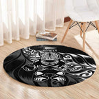 New Zealand Lawn Bowls Round Carpet Black Maori Warrior Tribal Silver Fern - Aussie Hoodie