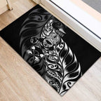 New Zealand Lawn Bowls Rubber Doormat Black Maori Warrior Tribal Silver Fern - Aussie Hoodie