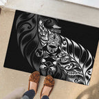 New Zealand Lawn Bowls Rubber Doormat Black Maori Warrior Tribal Silver Fern - Aussie Hoodie