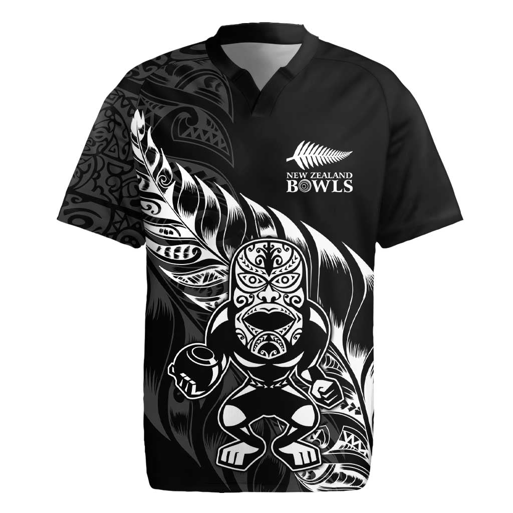 New Zealand Lawn Bowls Custom Rugby Jersey Black Maori Warrior Tribal Silver Fern - Aussie Hoodie