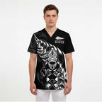 New Zealand Lawn Bowls Custom Scrub Top Black Maori Warrior Tribal Silver Fern - Aussie Hoodie